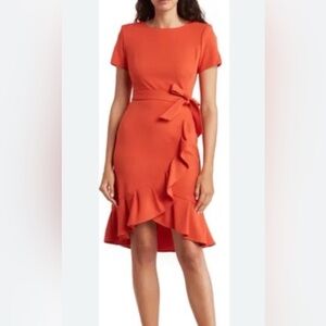 Calvin Klein Orange High Low Dress